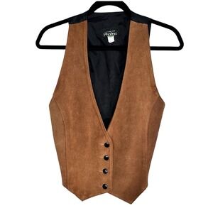 Vintage Phoenix Suede Vest Small Brown Western Indie Cowgirl‎ Rodeo Boho 80s USA